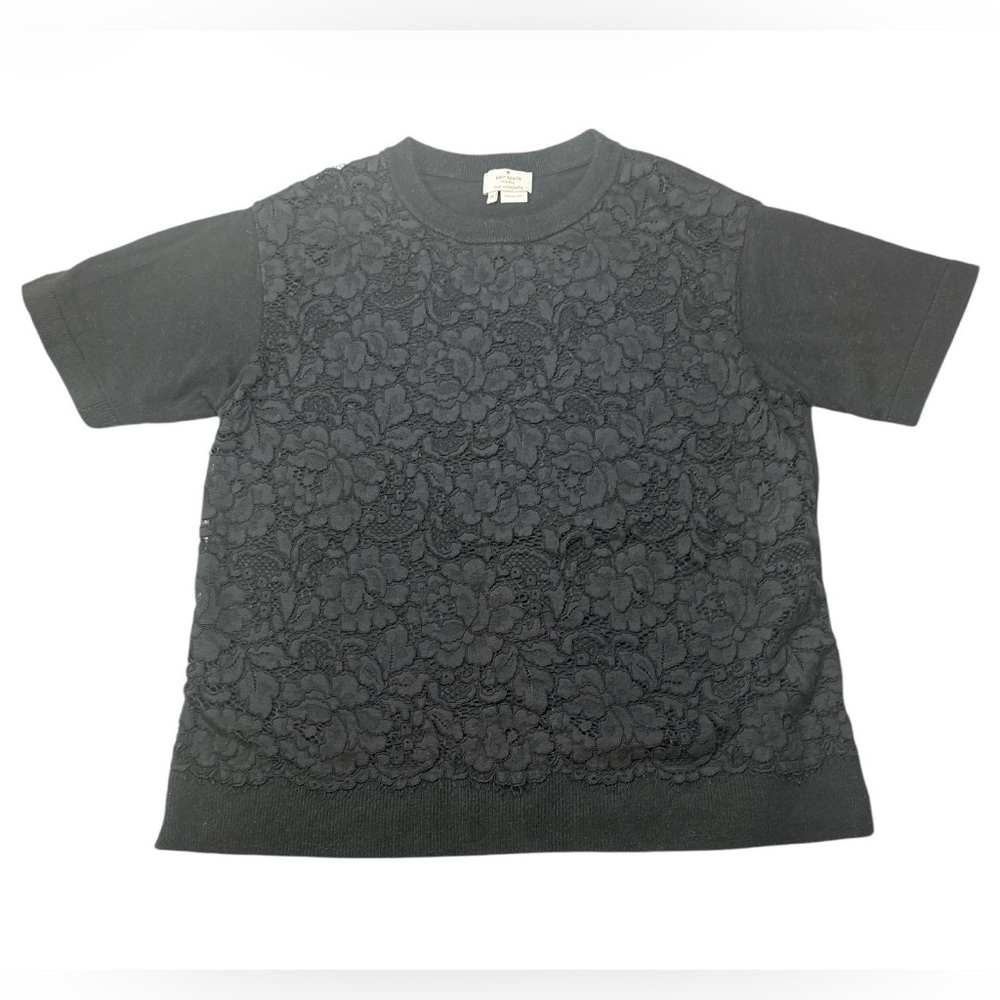 Kate Spade New York Black Floral overlay Lace Sweater